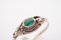 Vintage Sterling Silver 925 Malachite Ring Size 11.75