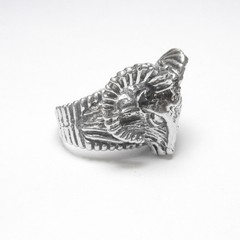 Sterling Silver Estate Detailed Ram With Large Horns Aries Statement Ring