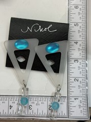 Vintage 80s Nikol Lucite Earrings Jewelry Lot 3 Pair Geometric Plastic Pink NOS