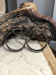 925 Sterling Silver Brushed Textured Hoop 30mm Wide 8mm Earrings 5.7g