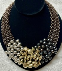 Mesh Copper Silver Gold Black Tone Bead Collar Bib Focal Necklace n0260