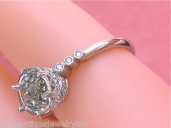 ART DECO STYLE .34 ctw DIAMOND PLATINUM ENGAGEMENT RING MOUNTING set your 1 ct!