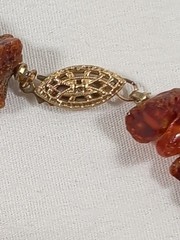 Vintage Natural Raw Baltic Amber Beaded Necklace 16″ w/Gold Filigree Box Clasp