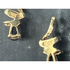 Vintage 10K Yellow London Blue Topaz Diamond Drop Dangle Earrings 1.6 grams