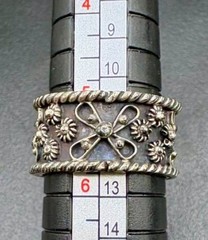 Vintage Taxco Mexico Sterling Silver 925 Floral Wide Band Ring Size 5.25 5.2g