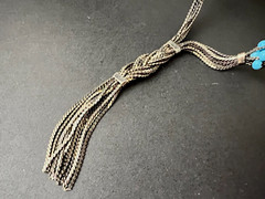 Medici Signed Silver Tone Turquoise Glass Beads Braided Multi Strand Necklace