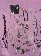 Vintage Estate Costume Jewelry Lot Rings Bracelet Necklace Earrings Pins