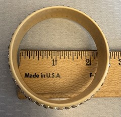 1920s Antique Celluloid Rhinestone Flapper Sparkle Bangle wide 4-row SMALL 6.5″