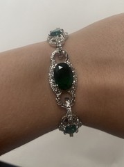 Camrose & Kross Jackie Kennedy Emerald And Silver Oval Link Bracelet JBK