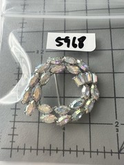 Vintage B. David Aurora Borealis Rhinestone Wreath Brooch Pin Silver Tone Signed