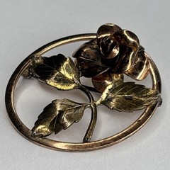 Vintage DIANA Krementz Gold And Rose Tone Brooch Flower Signed