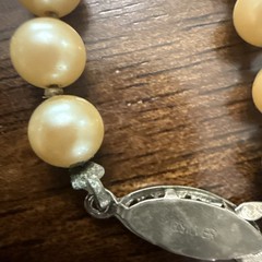 Vintage Glass Pearl Necklace Hand Knotted GSILVER Filigree Clasp 32 Grams, Cream