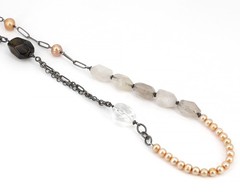 Vintage Silpada Freshwater Pearl Rutilated Quartz Sterling Chain Necklace N1421