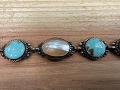 Carolyn Pollack Relios 925 Sterling Silver Bracelet Turquoise Mother of Pearl