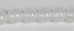 Vintage Translucent White Glass Beaded Necklace 30 In Sprint Ring Clasp 6.3mm