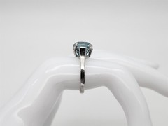 Designer $12,000 13ct Natural 3 Stone Blue Zircon Platinum Wedding Ring Band 9g