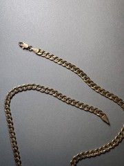 Vintage Curb Link Chain Necklace 23″ Stamped 14K Gold Tone Plated Shows Wear