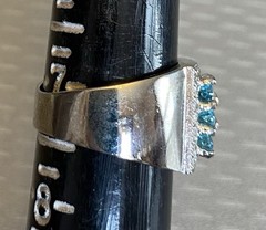 925 Sterling Silver Sky Blue Glacier Topaz Ring Wide Stacked Gemstone Band sz 7