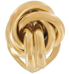 Classic Large Shiny Gold Tone Knot Signed RR Scarf Clip Ring 1 3/8″