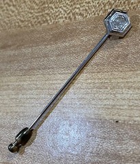 ANTIQUE ART DECO LADY’S 1/4 CT DIAMOND STICK PIN 18K WHITE GOLD GAL CERT EX COND