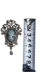2 in 1 VTG Cameo Brooch Pin & Pendant Necklace Silver Tone Premium Faux Crystal