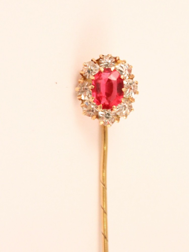 14K Gold Stick Pin with .44 Carat Almandine Garnet Stone