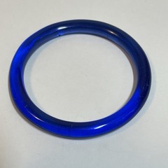 Vintage Royal Blue Glossy Solid GLASS Mod Bangle Bracelet Jewelry