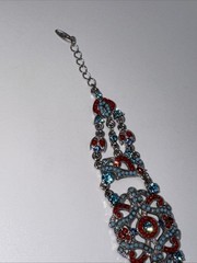 VCLM Victorian Style Silver Tone Bracelet, Blue Turquoise Coral Colors