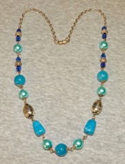 Glass Bead Necklace Vintage Blue Turquoise Glass