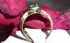14k yellow gold sz 6.25 swirl ring 0.33ct natural, treated emerald diamond 3.9g
