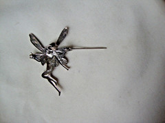 VINTAGE LARGE 3D ART NOUVEAU FAIRY SPIRIT GUIDE STERLING SILVER 925 PIN/PENDANT