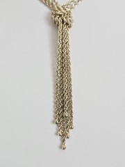 VTG Gold Vermeil Sterling Multi Strand Rope Waterfall Knot Tassel Necklace 17″