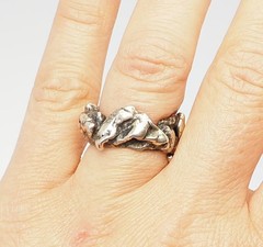 Unusual handmade vintage freeform organic shape sterling silver ring sz 5.25