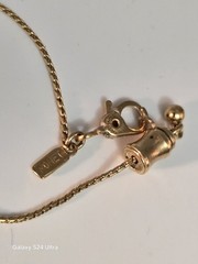Vintage Monet Lariat Necklace Gold Tone Cream Enamel Good Luck Charms Heart