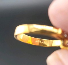 Vtg Sz 7 Ring Lg Teardrop Pear 2 Baguette Cubic Zirconia 18KGE Fashion Jewelry