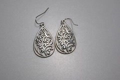 LOT Pierced Earrings Dangle Drop Silver Tone scroll hoop wire MN10