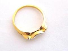 Vintage 14KT GE ESPO 1940s Design Two Toned Clear Stone Gold Plated Ring*NOS