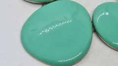 Vintage Diva Caribbean Green Enamel Filled Bib Choker Necklace signed 39+8cm