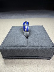 Stunning Vintage High Polish Flush Lapis Lazuli Blue Gemstone Ring Sz 7