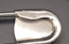 Vintage Scovill Silver Safety Pin With Turquoise Stone Accent – 4.25″ Long