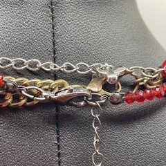 Necklace Lot Of 3 RED BOHO Eclectic, Glass, Metal, Plastic, Beads Estate