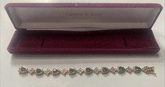 Camrose & Kross Jackie Kennedy Diamanté Emerald Crystal Gold Teardrop Bracelet