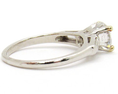 Platinum 1Ctw Round Brilliant Tapered Baguette Solitaire Diamond Engagement Ring