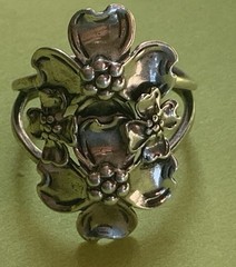 Beau Sterling Silver Dogwood Flower Ring Nouveau Vintage Floral Adjustable 6