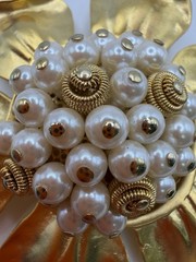 Givenchy Flower Brooch Huge Gold Tone Faux Pearl 3.25″ Givenchy Paris New York