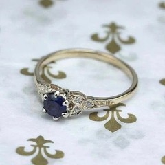 Art Deco Style 2Ct Blue Lab Created Sapphire & Diamond 925 Sterling Silver Ring