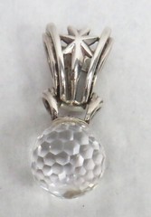 BEAUTIFUL STERLING SILVER & CRYSTAL BALL SLIDE PENDANT