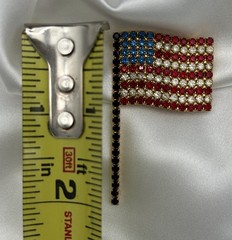 Vintage Dorothy Bauer American Flag Brooch Rhinestone 4th of July Patriotic Pin