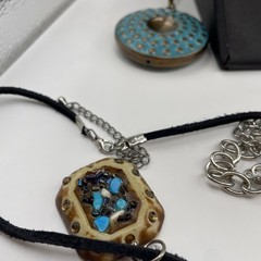 Necklace Lot Of 6 Teal Blue BOHO Eclectic Acrylic, Glass, Metal, Beads Estate