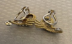 Natural Diamond Earrings Estate Vintage Rope Swirl Omega Clip 14K Gold 10.8g